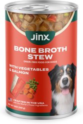 Jinx Bone Broth Stew with Salmon & Vegetables Grain-Free Wet Dog Food, 13-oz can, case of 12