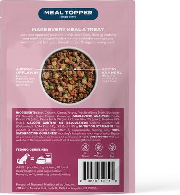 Show full view: Jinx Homemades Grain-Free Beef & Chicken Pate Wet Dog Food Meal Topper, 3-oz pouch, case of 8 slide 7 of 10