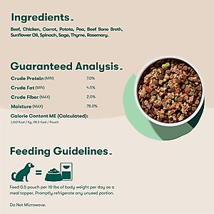 Jinx Homemades Grain-Free Beef & Chicken Pate Wet Dog Food Meal Topper, 3-oz pouch, case of 8