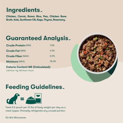 Show full view: Jinx Homemades Chicken Pate Wet Dog Food Meal Topper, 3-oz pouch, case of 8 slide 6 of 9