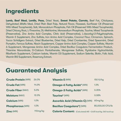 Show full view: Jinx Grass-Fed Lamb, Sweet Potato & Carrot Dry Dog Food, 4-lb bag slide 10 of 12