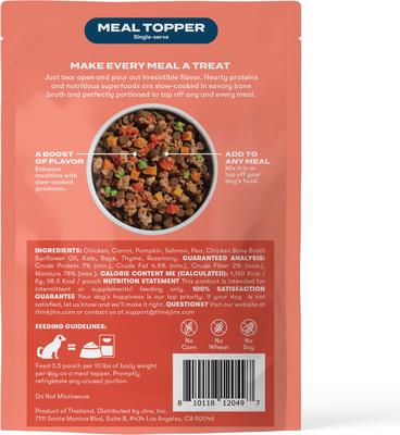 Show full view: Jinx Chicken & Salmon Homemades Grain-Free Wet Dog Food Meal Topper, 3-oz pouch, case of 8 slide 7 of 9