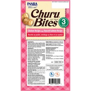 Inaba Churu Bites Chicken Wraps Tuna with Salmon Recipe Grain-Free Cat Treats, 0.35-oz tube, 3 count