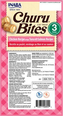 Show full view: Inaba Churu Bites Chicken Wraps Tuna with Salmon Recipe Grain-Free Cat Treats, 0.35-oz tube, 3 count slide 3 of 9