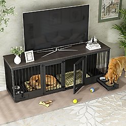 Dawnspaces 86.6-in 2 Dog Furniture Style Dog Crate, Black, 42 inch slide 2 of 9
