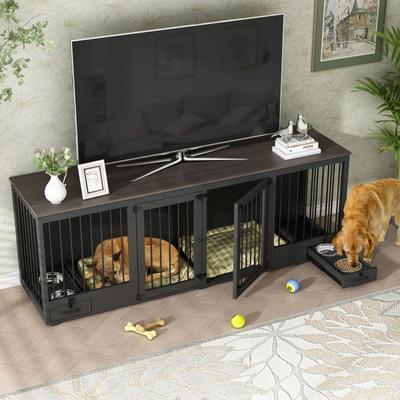 Show full view: Dawnspaces 86.6-in 2 Dog Furniture Style Dog Crate, White, 42 inch slide 4 of 10