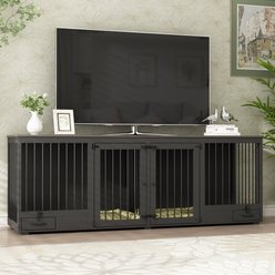 Dawnspaces 86.6-in 2 Dog Furniture Style Dog Crate, White, 42 inch slide 2 of 9