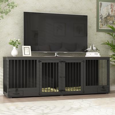 Show full view: Dawnspaces 86.6-in 2 Dog Furniture Style Dog Crate, White, 42 inch slide 3 of 10