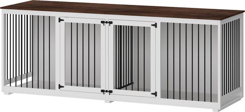 Show full view: Dawnspaces 94.5-in 2 Dog Furniture Style Dog Crate, White, 48 inch slide 9 of 9