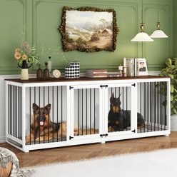 Dawnspaces 94.5-in 2 Dog Furniture Style Dog Crate, White, 48 inch slide 1 of 9
