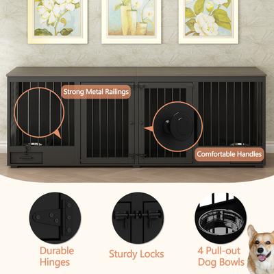Show full view: Dawnspaces 86.6-in 2 Dog Furniture Style Dog Crate, White, 42 inch slide 7 of 10