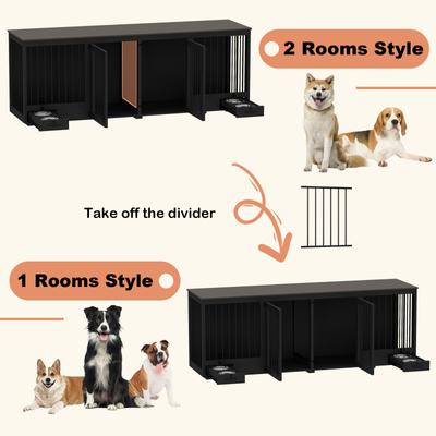 Show full view: Dawnspaces 86.6-in 2 Dog Furniture Style Dog Crate, White, 42 inch slide 6 of 10