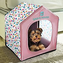 Pawtitas Personalized Covered Dog Bed, Pink Hearts