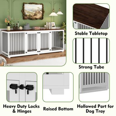 Show full view: Dawnspaces 94.5-in 2 Dog Furniture Style Dog Crate, White, 48 inch slide 5 of 9