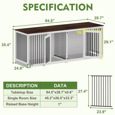 Show full view: Dawnspaces 94.5-in 2 Dog Furniture Style Dog Crate, White, 48 inch slide 3 of 9