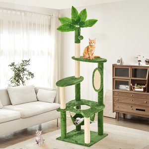 TSCOMON Green Leaves 61-in Plush Cat Tree, Green