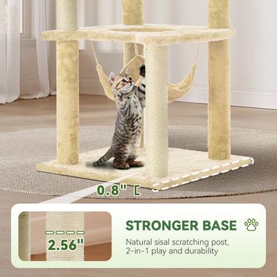 Show full view: TSCOMON Green Leaves 61-in Plush Cat Tree, Beige slide 6 of 9