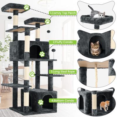 Show full view: TSCOMON Multi-Level 69-in Plush Cat Tree & Condo, Dark Grey slide 5 of 9