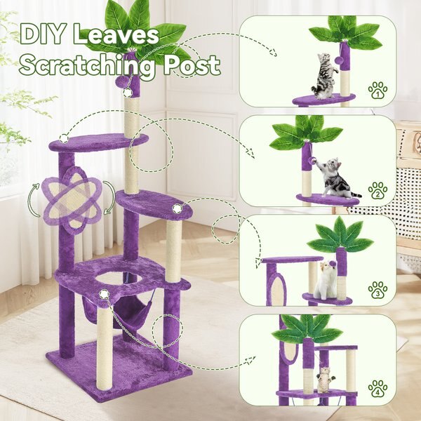 TSCOMON Green Leaves 61-in Plush Cat Tree