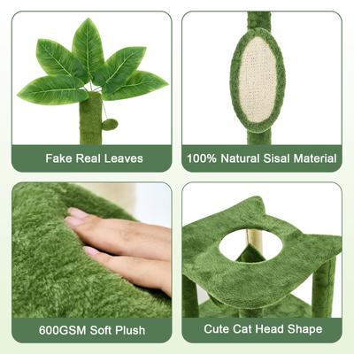 Show full view: TSCOMON Green Leaves 61-in Plush Cat Tree, Green slide 7 of 8