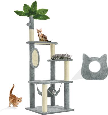 Show full view: TSCOMON Green Leaves 61-in Plush Cat Tree, Gray slide 4 of 9