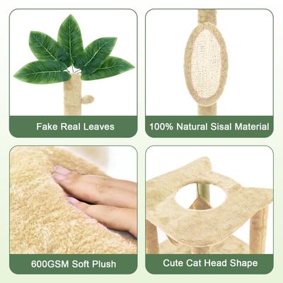 Show full view: TSCOMON Green Leaves 61-in Plush Cat Tree, Beige slide 8 of 9
