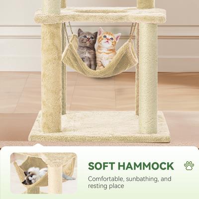 Show full view: TSCOMON Green Leaves 61-in Plush Cat Tree, Beige slide 7 of 9