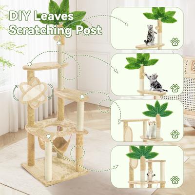 Show full view: TSCOMON Green Leaves 61-in Plush Cat Tree, Beige slide 5 of 9