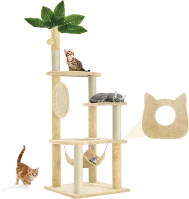 Show full view: TSCOMON Green Leaves 61-in Plush Cat Tree, Beige slide 4 of 9