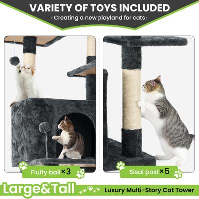 Show full view: TSCOMON Multi-Level 69-in Plush Cat Tree & Condo, Dark Grey slide 6 of 9