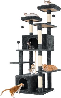 Show full view: TSCOMON Multi-Level 69-in Plush Cat Tree & Condo, Dark Grey slide 3 of 9