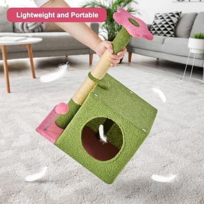 Show full view: TSCOMON Activity Center 24-in Plush Cat Tree & Condo, Pink slide 9 of 10