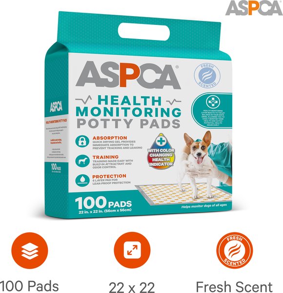 ASPCA Health Monitoring Puppy Training Pee Pads, 22 x 22in, 100 count