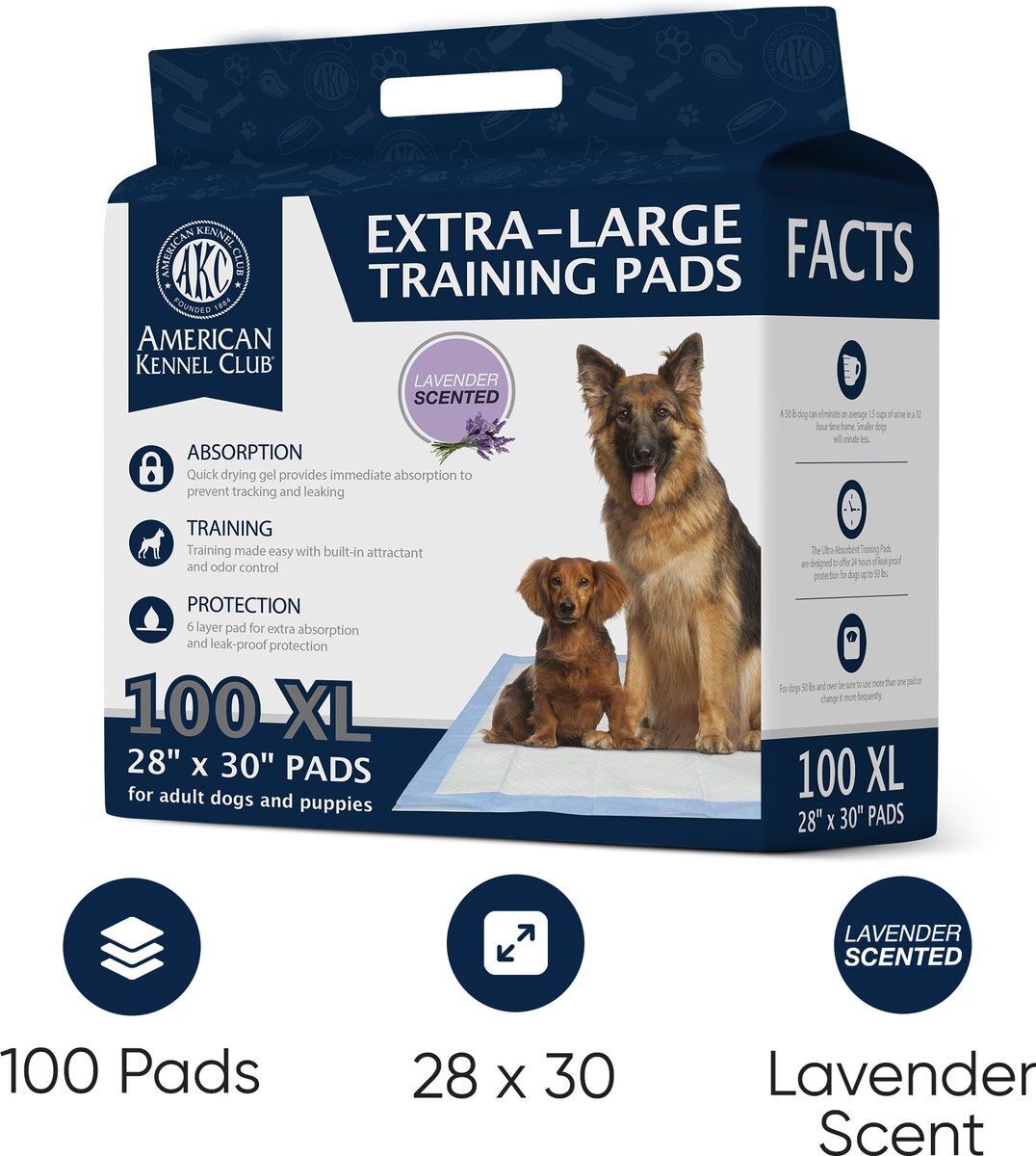 AMERICAN KENNEL CLUB Extra Large Dog Training Pads, 28 x 30-in
