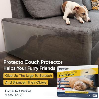 Show full view: Protecto Couch Scratch Protector Dog & Cat Furniture Cover, Clear, 16 x 12-in, 4 count slide 6 of 9