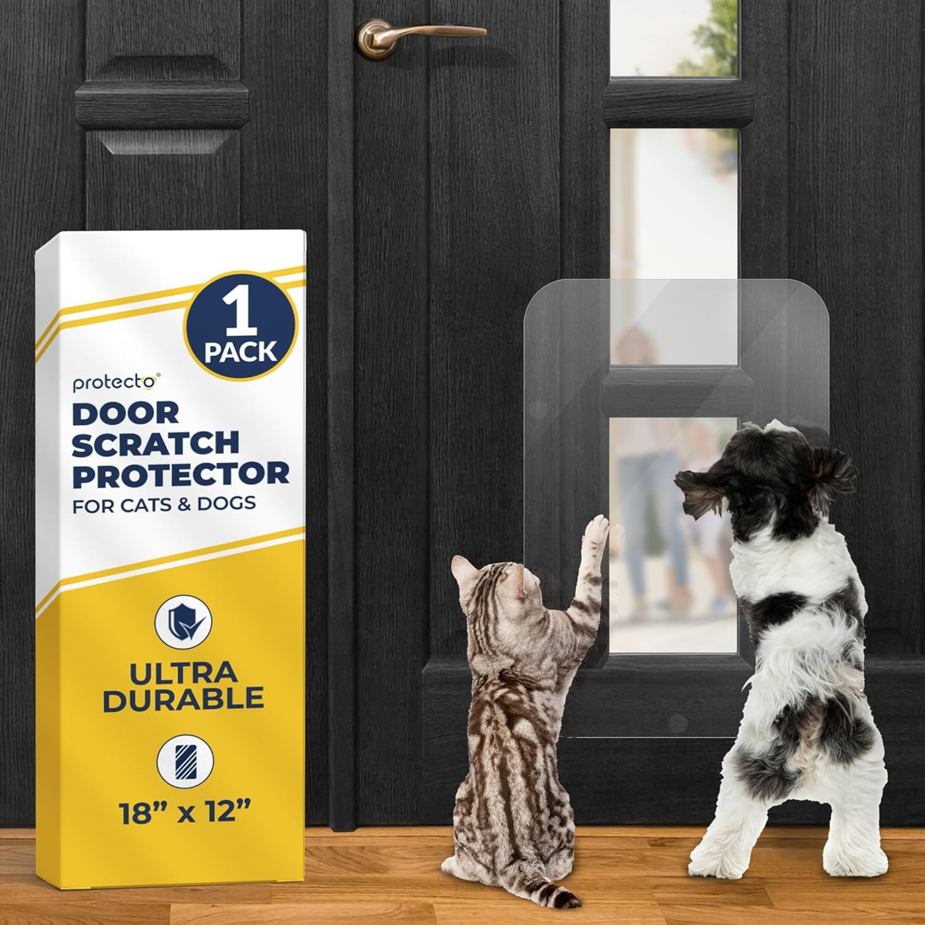 Protecto Clear Durable Door Scratch Protector for Dog, 18 x 12-in, 1 count