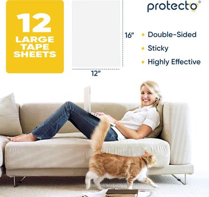 Show full view: Protecto Clear Self-Adhesive Cat Scratch Furniture Protector, Clear, 16 x 12-in, 12 count slide 7 of 9