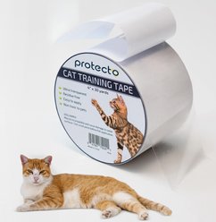 Protecto Double-Sided Clear Self-Adhesive Cat Training Tape, Clear, 4 x 30-yd, 1 roll
