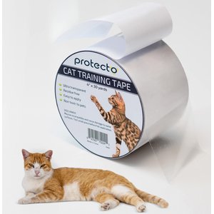 Protecto Double-Sided Clear Self-Adhesive Cat Training Tape, Clear, 4 x 30-yd, 1 roll