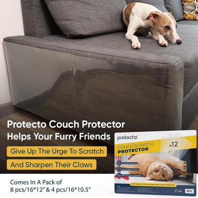 Show full view: Protecto Couch Scratch Protector Dog & Cat Furniture Cover, Clear, 16 x 12-in, 8 count slide 6 of 9