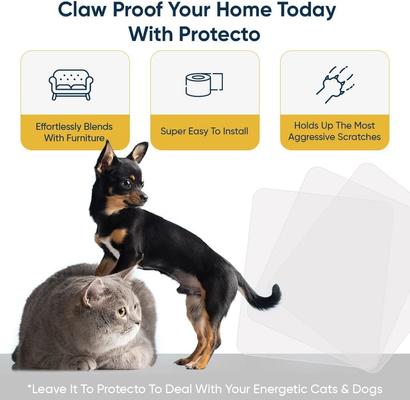 Show full view: Protecto Couch Scratch Protector Dog & Cat Furniture Cover, Clear, 16 x 12-in, 8 count slide 2 of 9