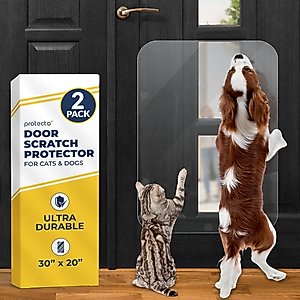 Protecto Clear Durable Door Scratch Protector for Dog, 30 x 20-in, 2 count