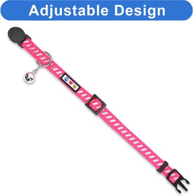 Show full view: Pawtitas Traffic Personalized Reflective Breakaway Cat Collar, Pink, X-Small: 8 to 12-in neck, 3/8-in wide slide 8 of 10