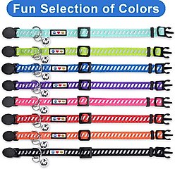 Pawtitas Traffic Personalized Reflective Breakaway Cat Collar, Teal, X-Small: 8 to 12-in neck, 3/8-in wide slide 2 of 9