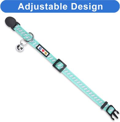 Show full view: Pawtitas Traffic Personalized Reflective Breakaway Cat Collar, Teal, X-Small: 8 to 12-in neck, 3/8-in wide slide 8 of 10