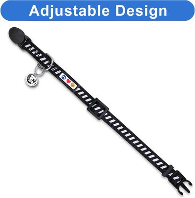 Show full view: Pawtitas Traffic Personalized Reflective Breakaway Cat Collar, Black, X-Small: 8 to 12-in neck, 3/8-in wide slide 9 of 11
