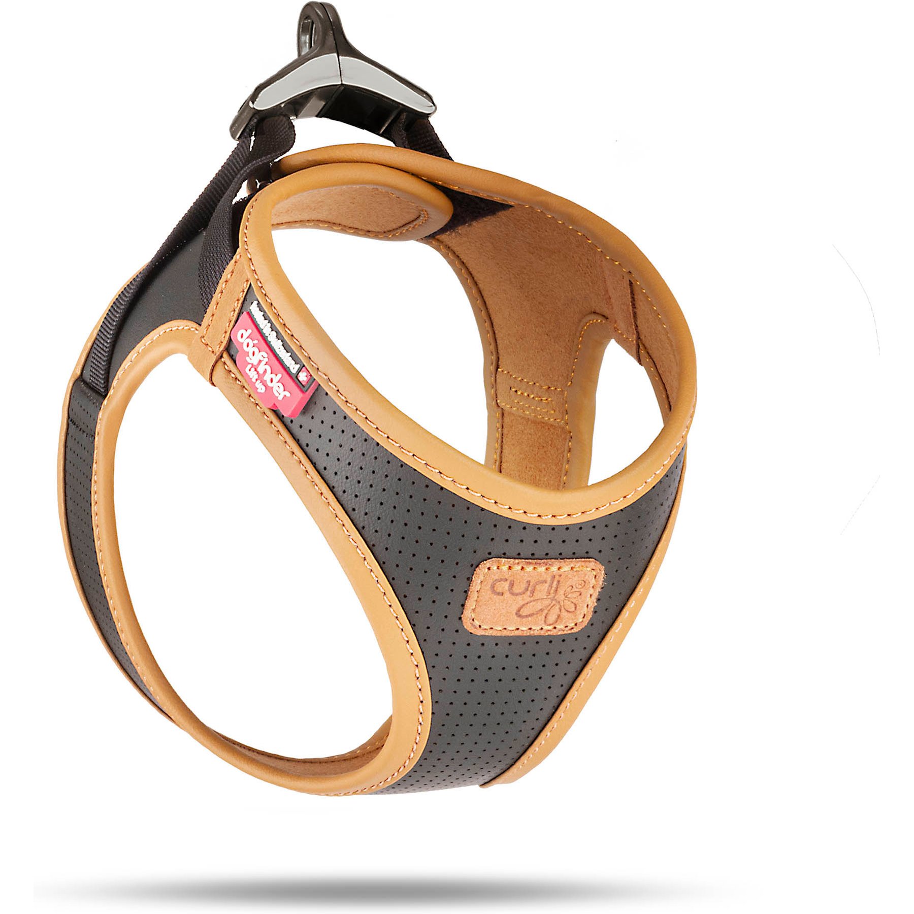 Curli Apple Leather Small Dog Harness, Black, Medium: 17.05 to 19.29-in chest