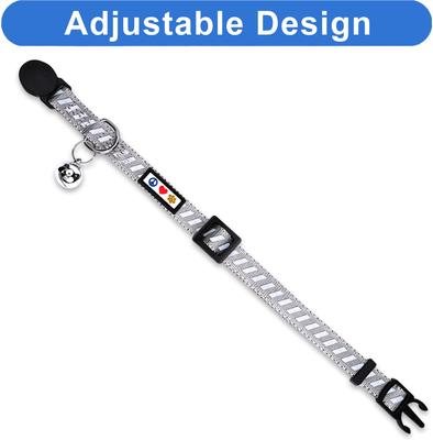 Show full view: Pawtitas Traffic Personalized Reflective Breakaway Cat Collar, Grey, X-Small: 8 to 12-in neck, 3/8-in wide slide 8 of 10