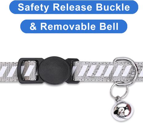 Show full view: Pawtitas Traffic Personalized Reflective Breakaway Cat Collar, Grey, X-Small: 8 to 12-in neck, 3/8-in wide slide 7 of 10