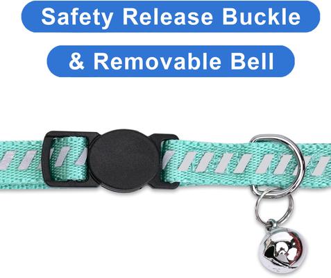 Show full view: Pawtitas Traffic Personalized Reflective Breakaway Cat Collar, Teal, X-Small: 8 to 12-in neck, 3/8-in wide slide 7 of 10
